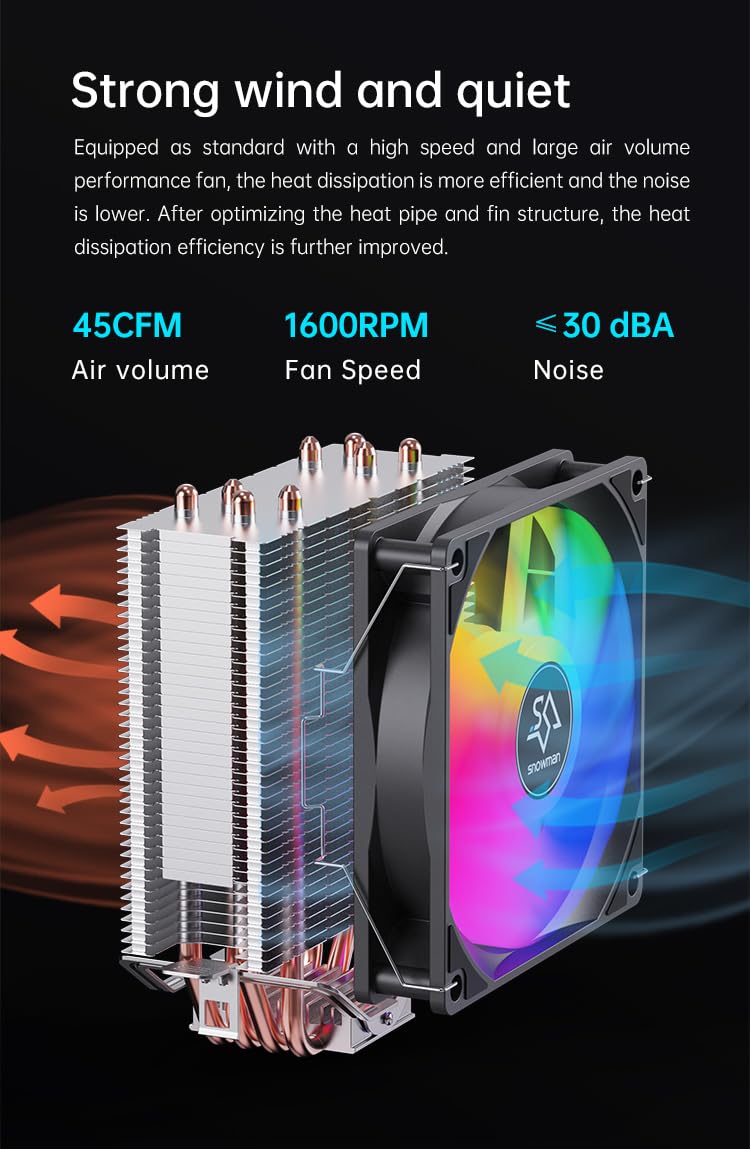 Snowman Air Cooler C400 4 Heat Pipes Cooler ARGB PWM Fan