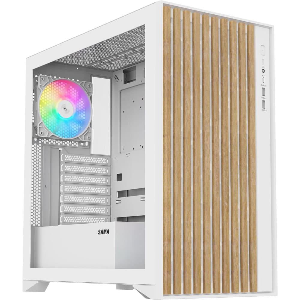 Sama Casing V Nature Mid Tower ATX 4 ARGB Fan White