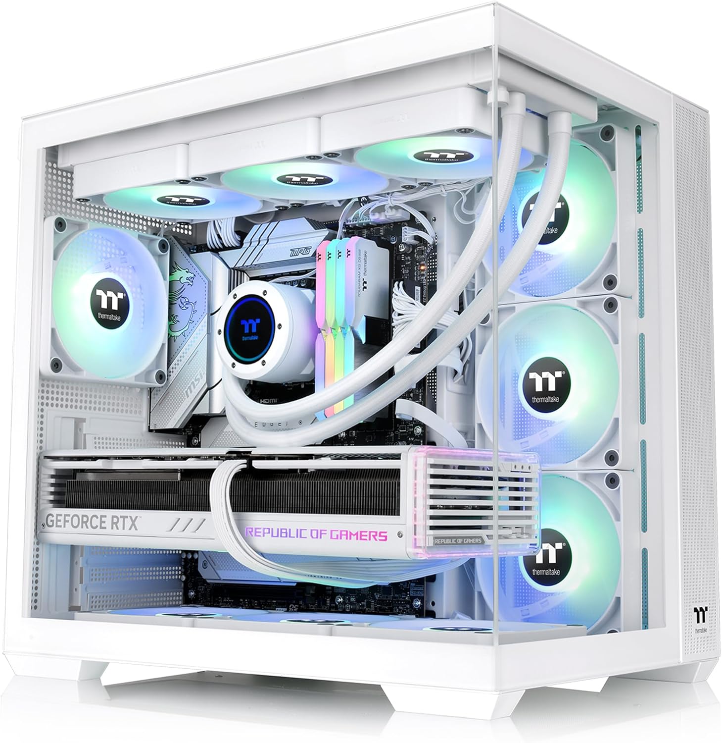 Thermaltake Casing View 360 TG White With 4 ARGB Fans