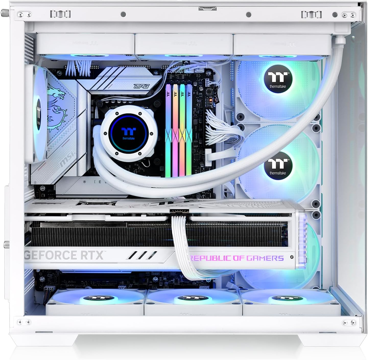 Thermaltake Casing View 360 TG White With 4 ARGB Fans