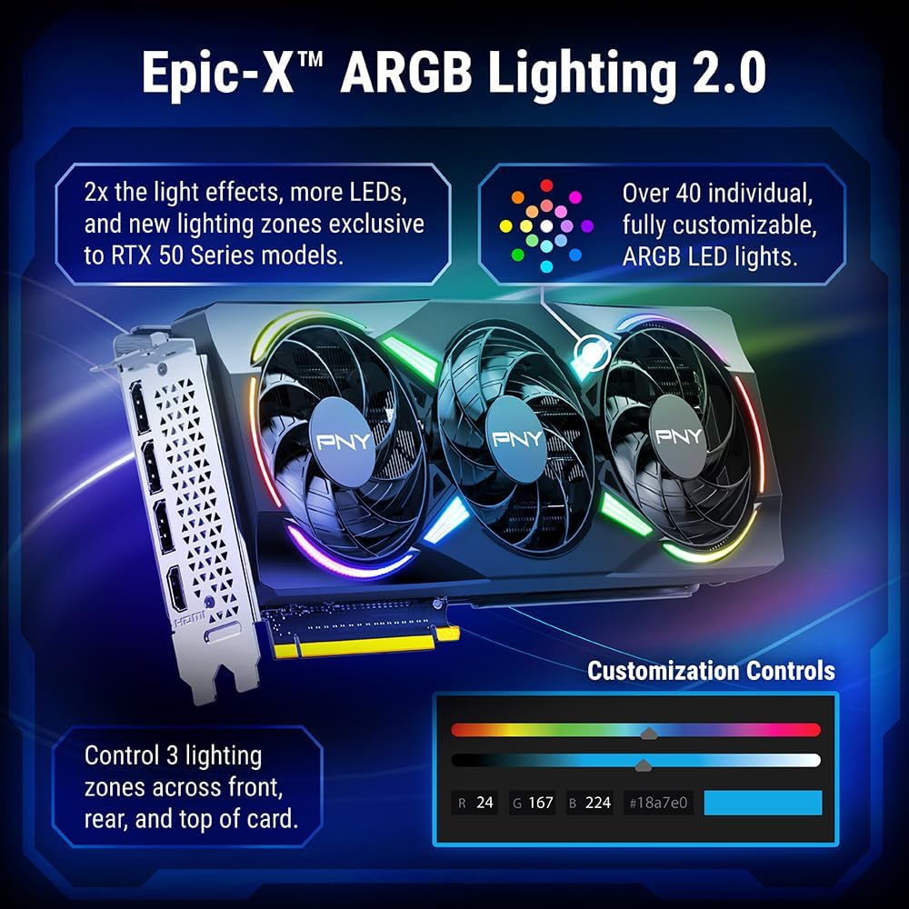PNY Graphic Card RTX 5070 12GB EPIC-X ARGB Triple Fan