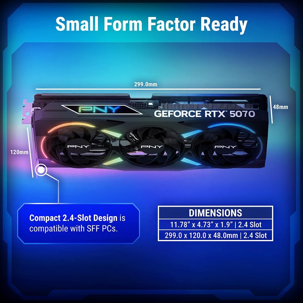 PNY Graphic Card RTX 5070 12GB EPIC-X ARGB Triple Fan