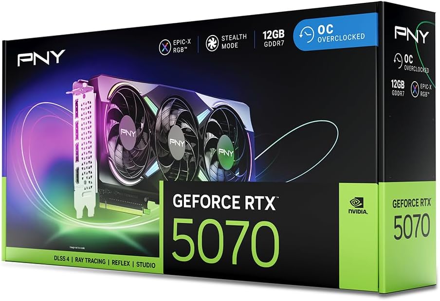 PNY Graphic Card RTX 5070 12GB EPIC-X ARGB Triple Fan