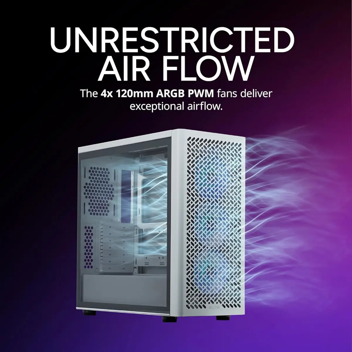 Cooler Master Casing Elite 502 3 ARGB Fan White