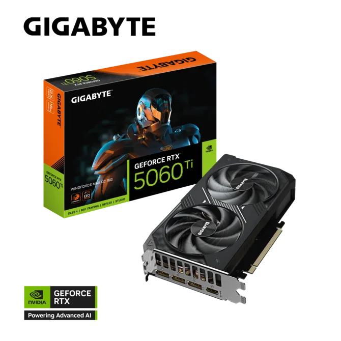 Gigabyte Graphic Card RTX 5060 Ti Windforce Max OC 16GB