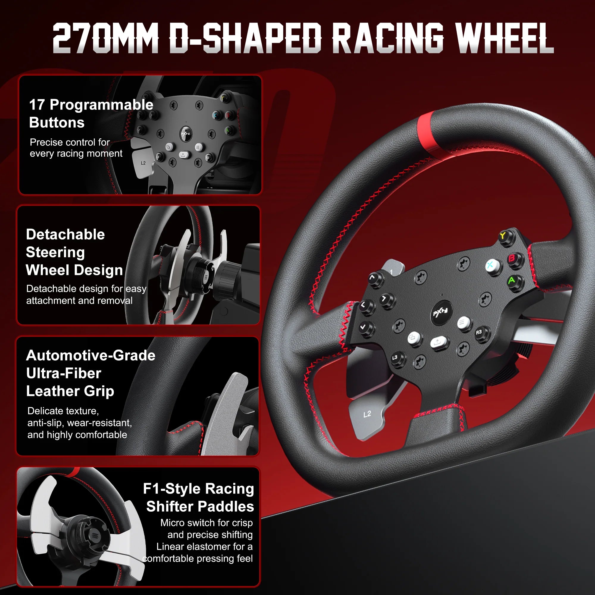 PXN Steering Wheel V10 Ultra Racing Wheel With 2 Pedals