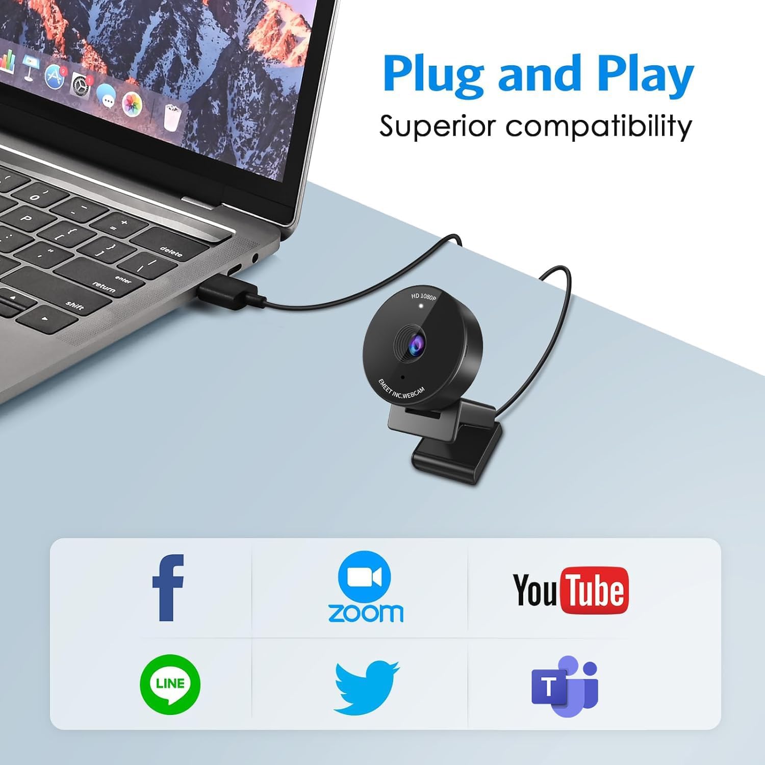 Emeet Webcam C950 Webcam Microphone,1080P