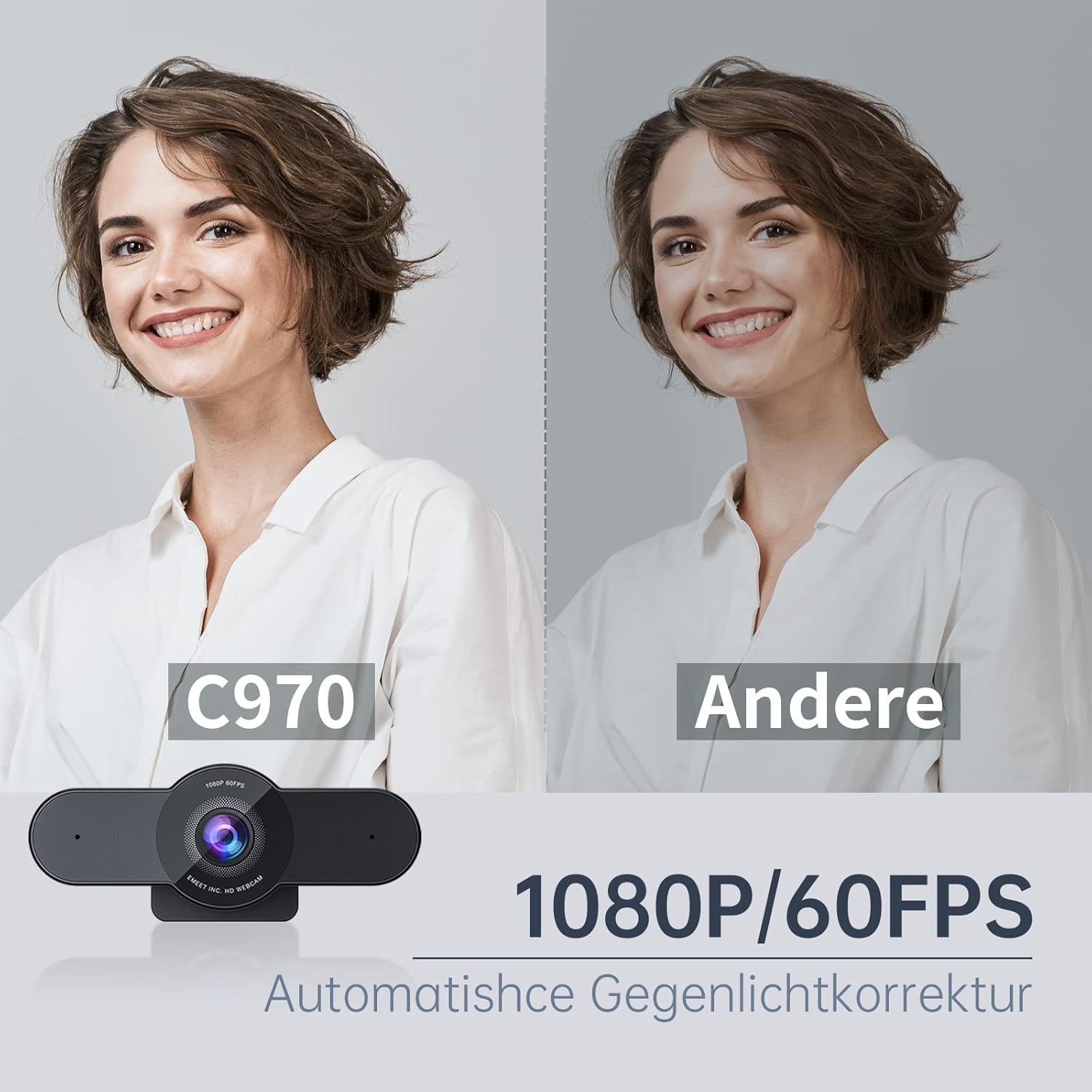 Emeet Webcam C970 Webcam with 2 Microphone,1080P 60FPS