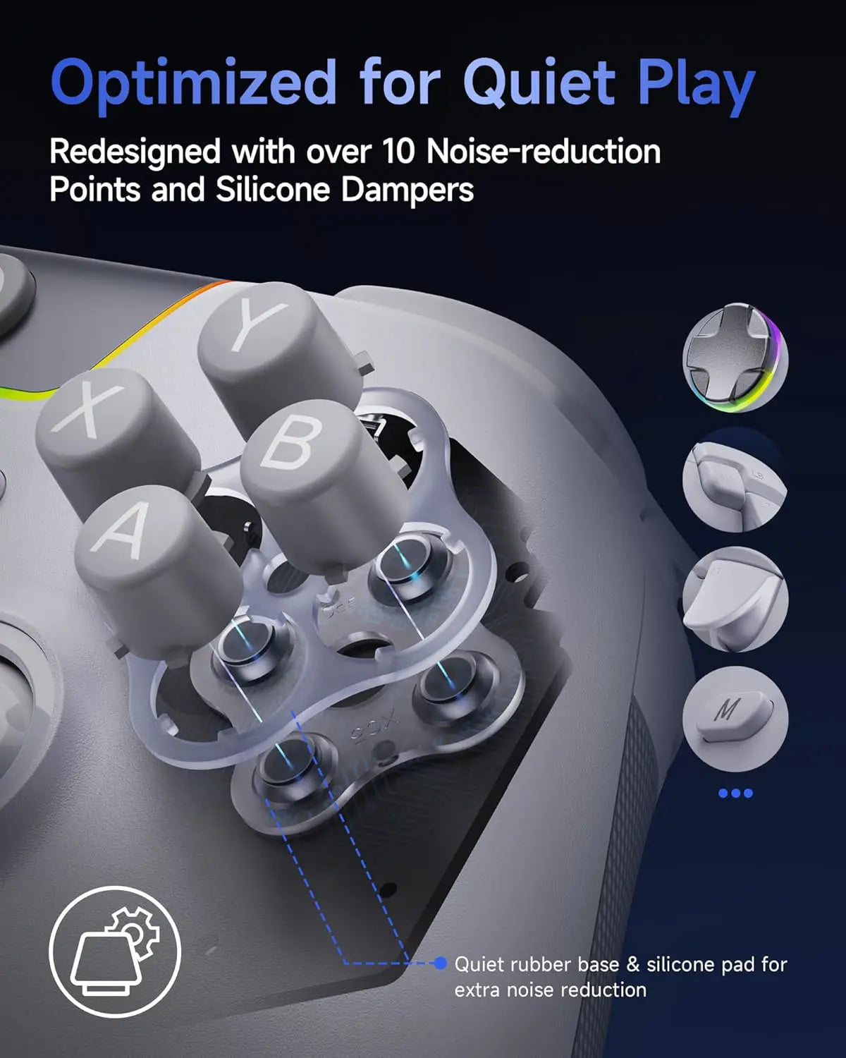 EasySMX X05Pro Multiplatform Wireless Gaming Controller with Quiet Button White