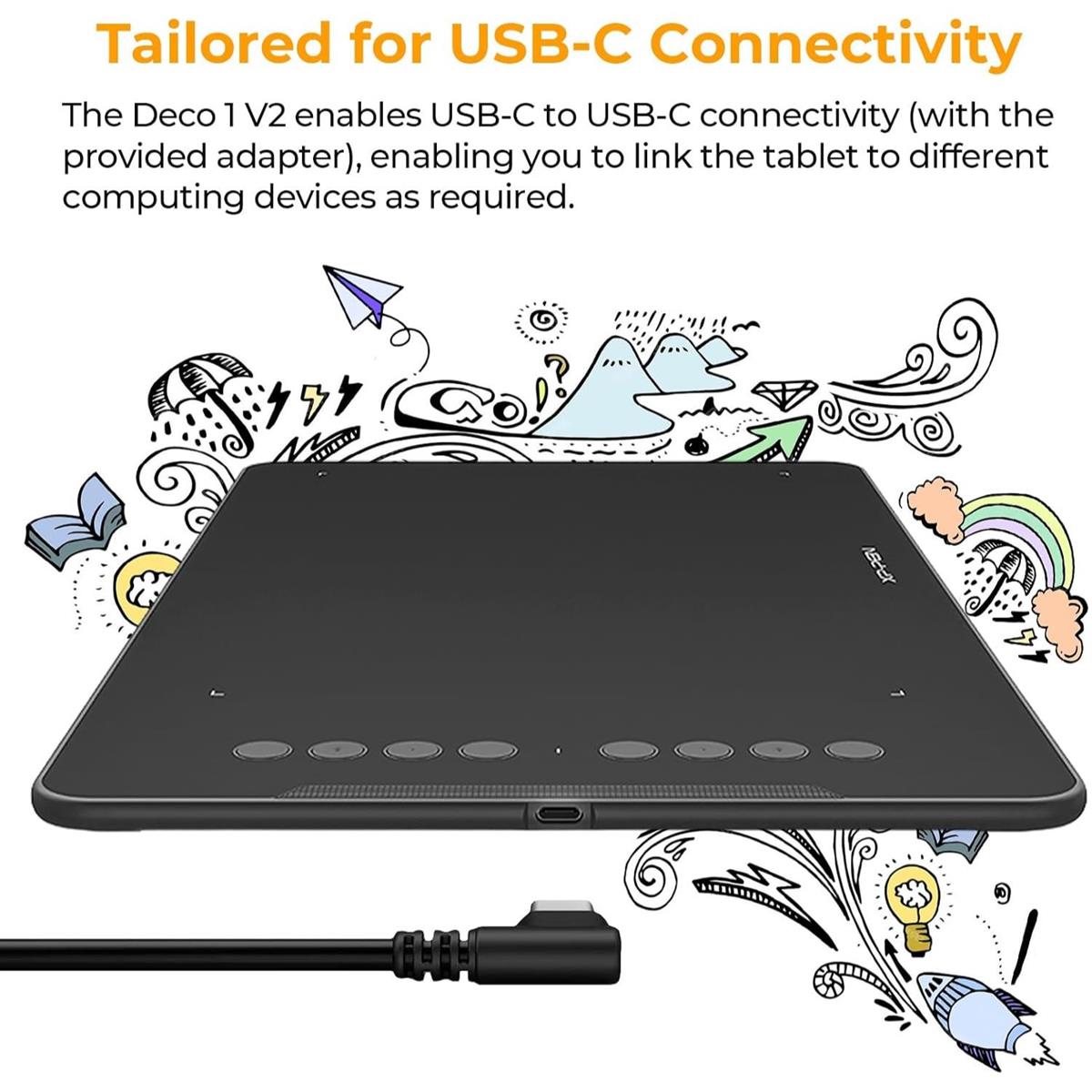 XP Pen Graphic Tablet Deco 01 V3 Tablet 10x6 inch Black