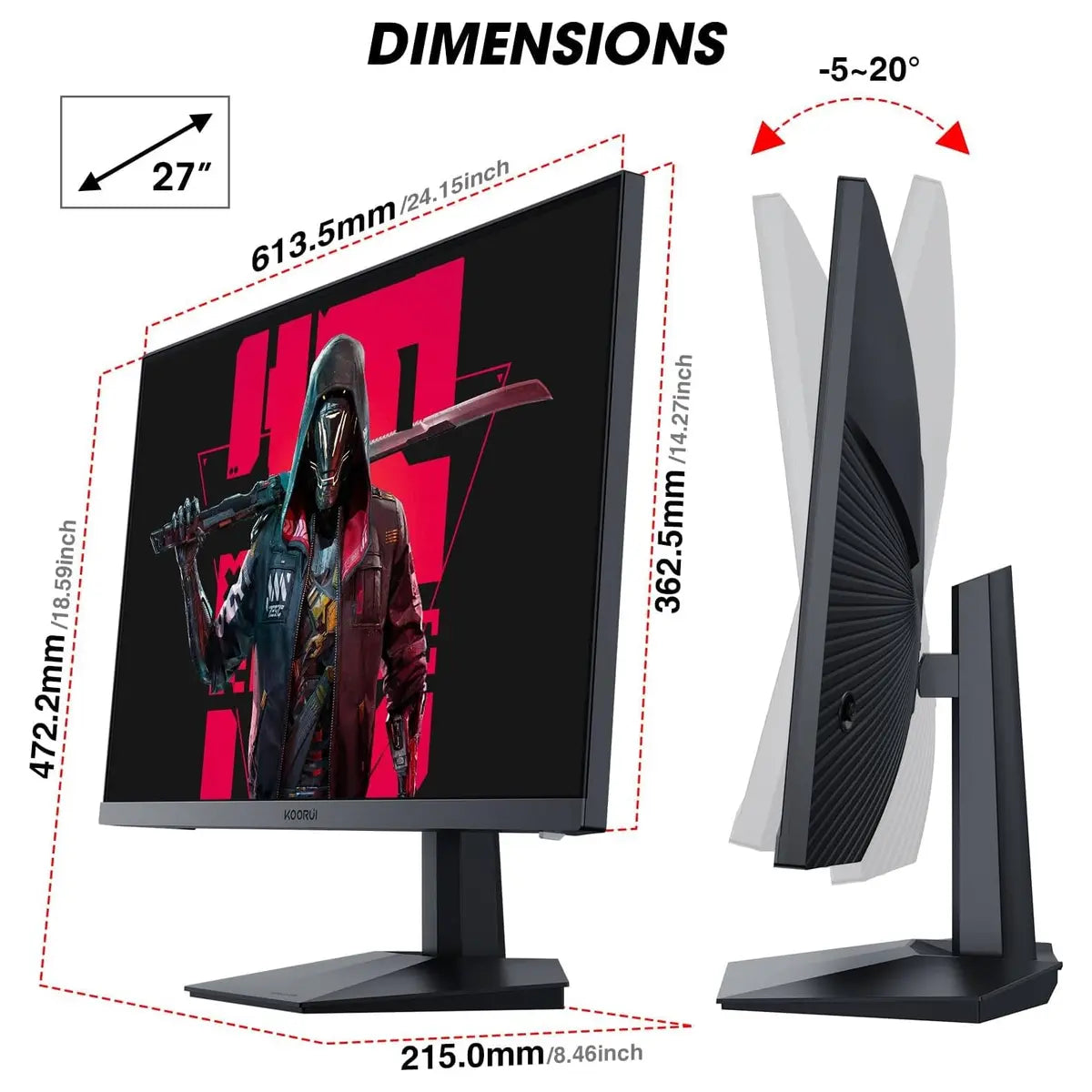 Koorui LED Monitor GN06 27 inches FHD 180hz 1ms