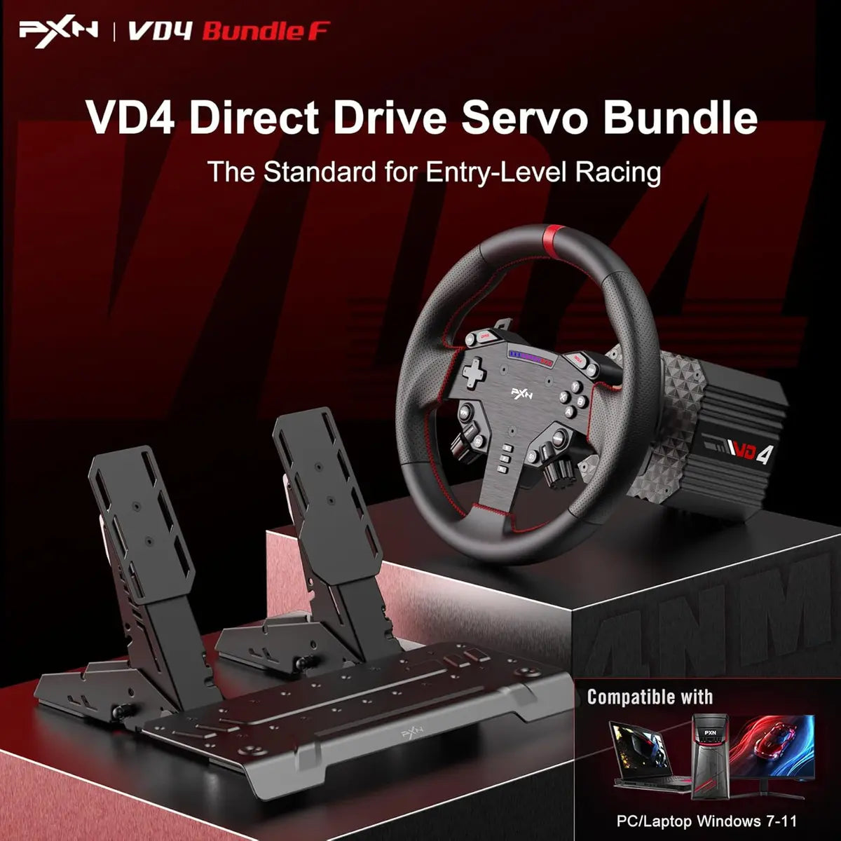 PXN Gamepad VD4 Bundle(Wheel,Pedals,Brake& Throttle and Table Clamp)