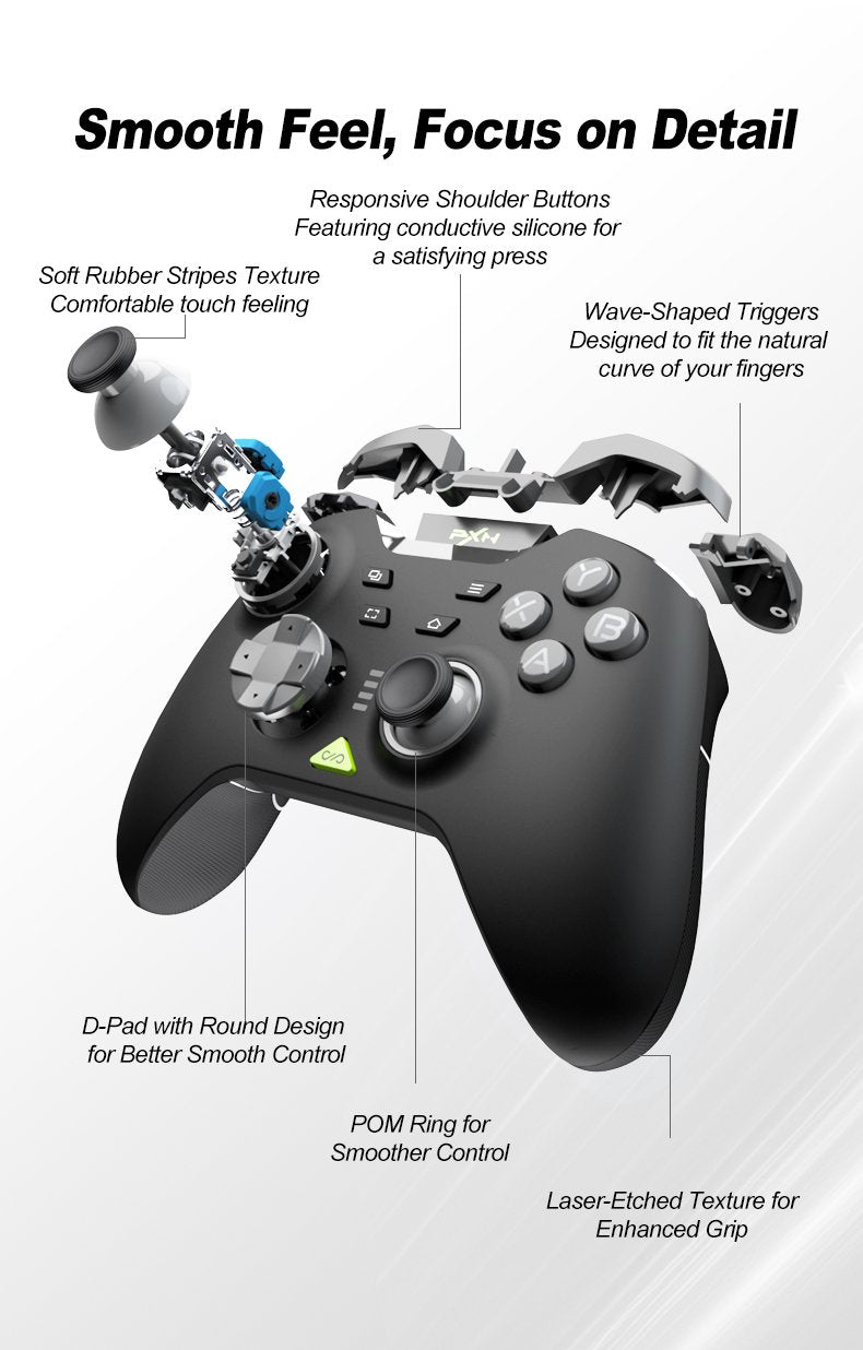 PXN Controller P5 Tri-mode Hall Effect Joystick Dual Vibration Black
