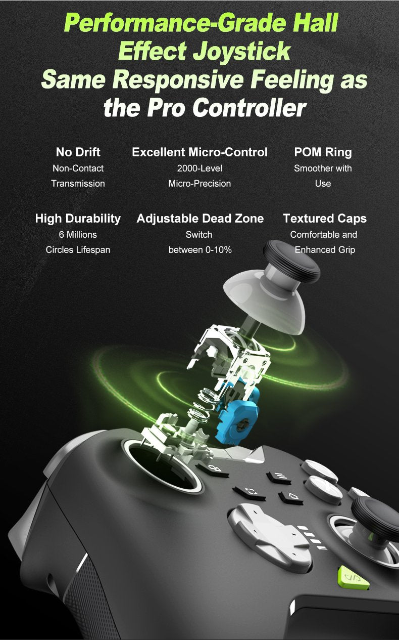 PXN Controller P5 Tri-mode Hall Effect Joystick Dual Vibration Black