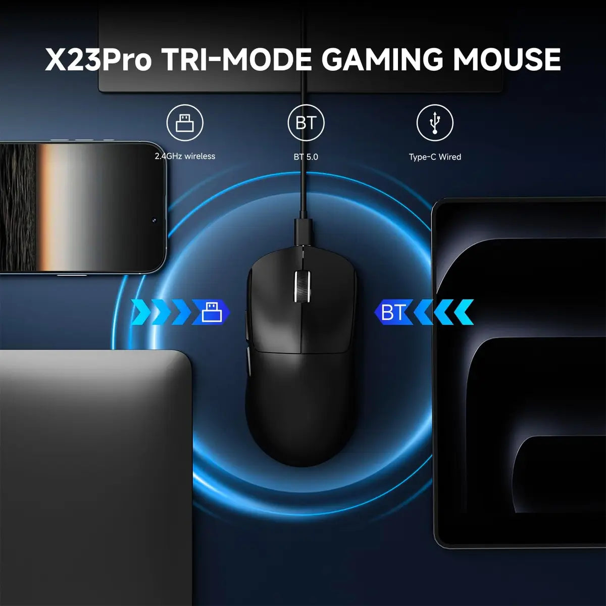 Eweadn Mouse X23 Pro Tri mode 12000 DPI rechargeable Black