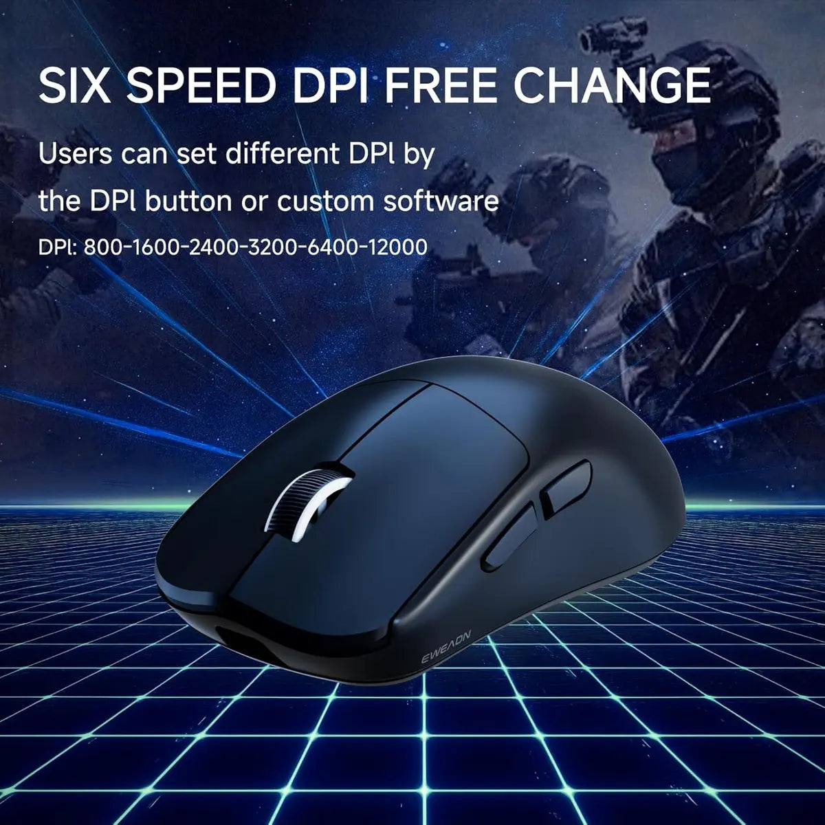 Eweadn Mouse X23 Pro Tri mode 12000 DPI rechargeable Black
