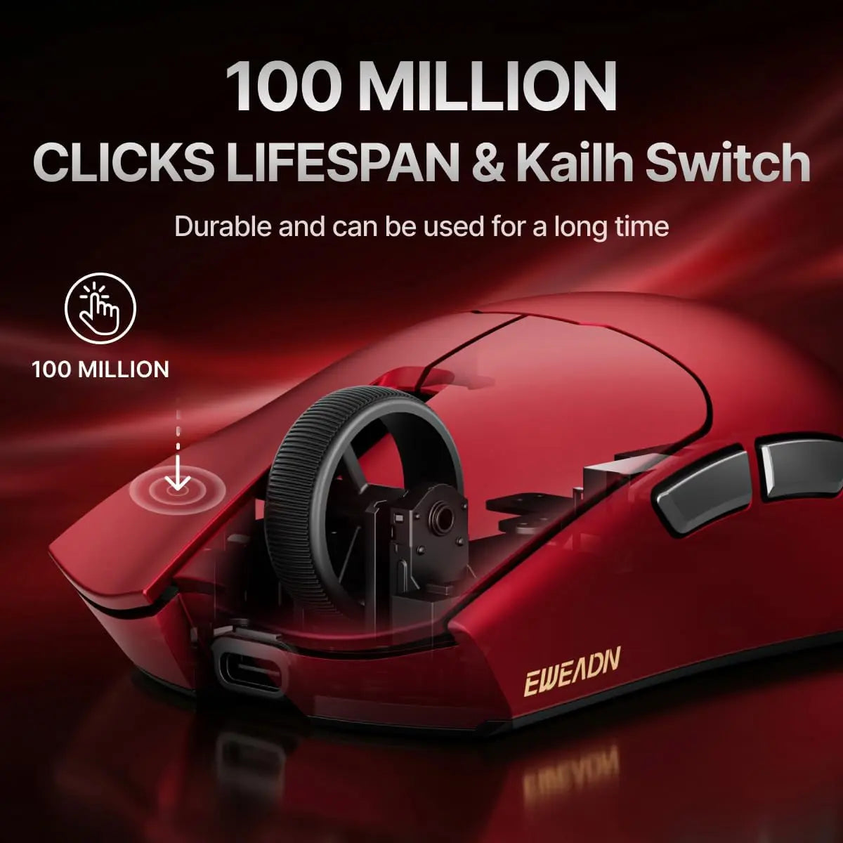 Eweadn Mouse S9 Pro Tri mode 8K Polling Rate 26000 DPI rechargeable Red