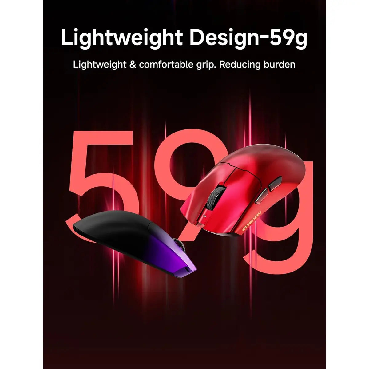 Eweadn Mouse S9 Pro Tri mode 8K Polling Rate 26000 DPI rechargeable Purple