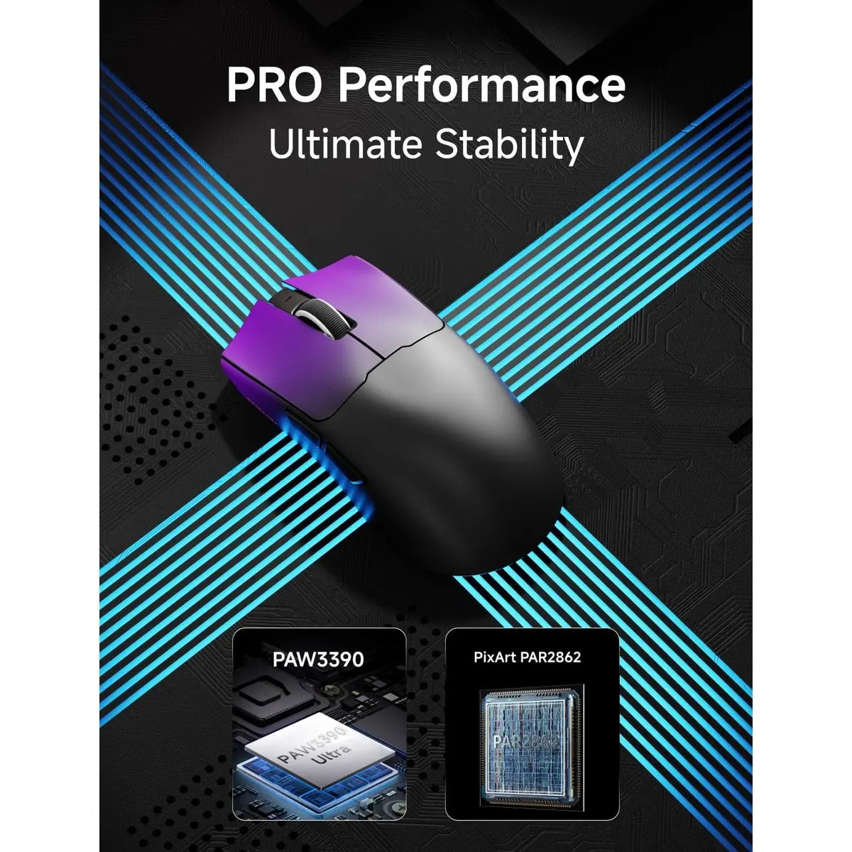 Eweadn Mouse S9 Pro Tri mode 8K Polling Rate 26000 DPI rechargeable Purple