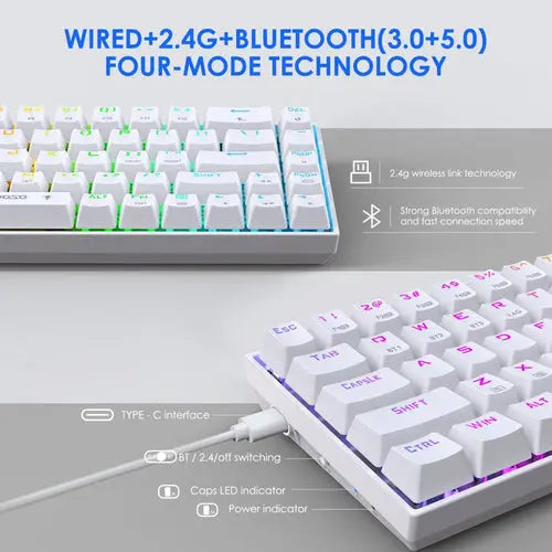 E-Yoosa Keyboard Z-686 Tri-mode Red Switch White
