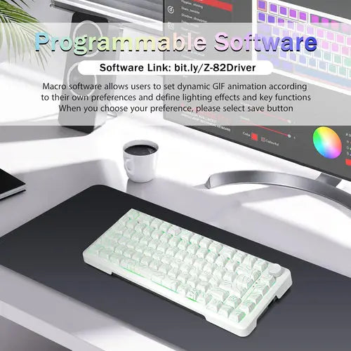 E-Yoosa Keyboard Z-82 Tri-mode Silverwood Switch White