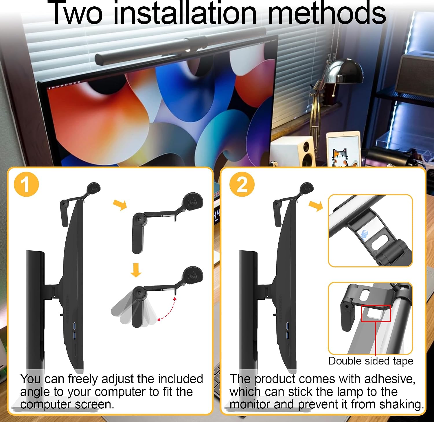 Monitor Led Bar Flat Dual Side back side rgb, front side warm, cool and mix ton
