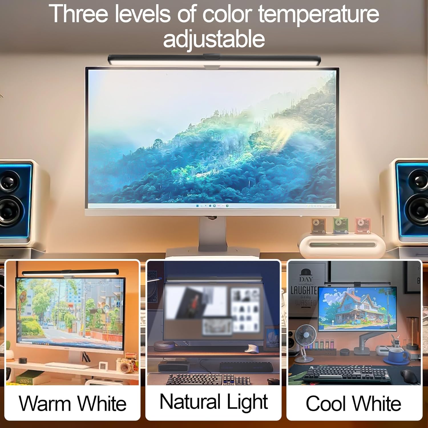 Monitor Led Bar Flat Dual Side back side rgb, front side warm, cool and mix ton