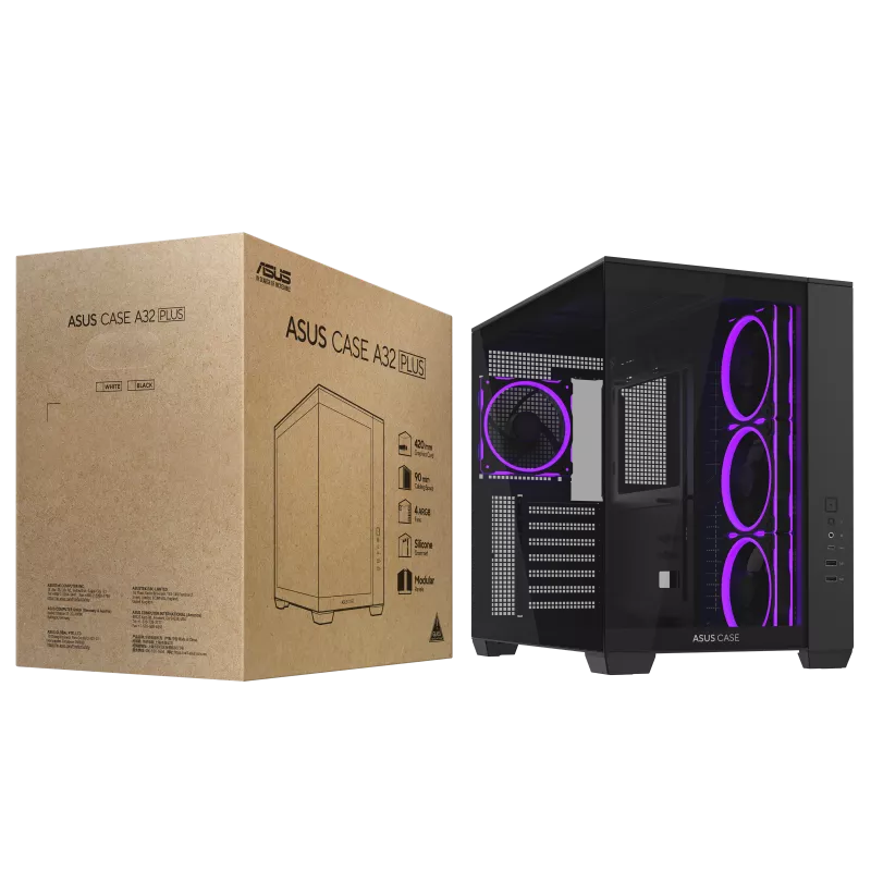 Asus Casing A32 Plus ARGB Black Chassis ATX 4 ARGB Fan