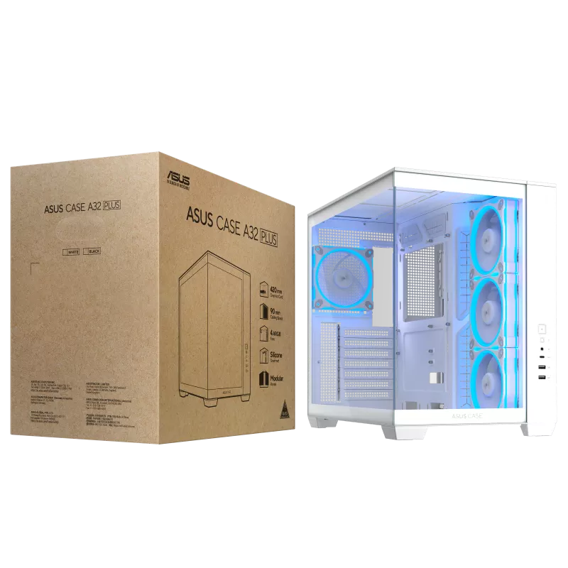 Asus Casing A32 Plus ARGB White Chassis ATX 4 ARGB Fan