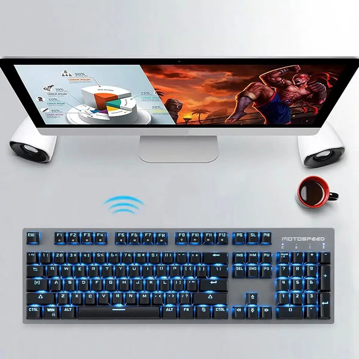 Motospeed Keyboard GK89 Wireless Wired RGB Keyboard