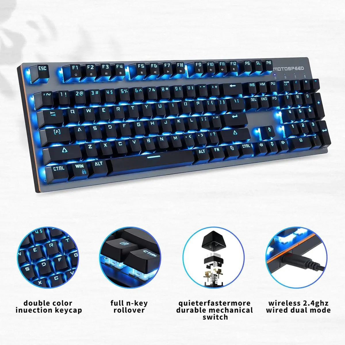 Motospeed Keyboard GK89 Wireless Wired RGB Keyboard