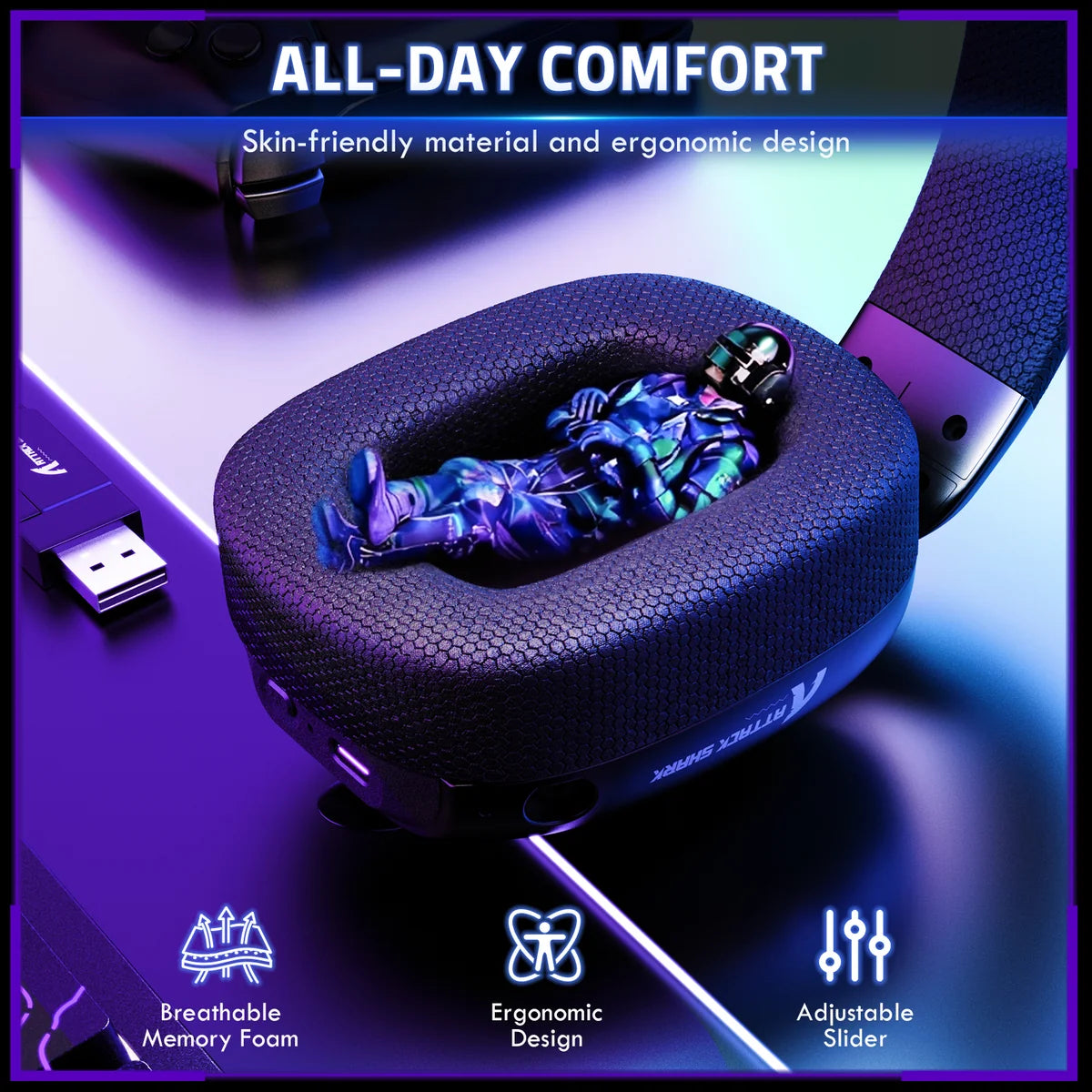 Attack Shark Headset L80 Pro Tri Mode(Bluetooth Wireless Wired) Dual Mic