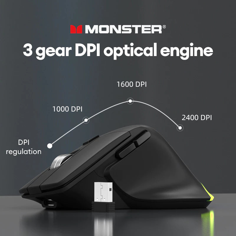 Monster Mouse Airmars M1 Bluetooth Wireless Vertical Mouse RGB
