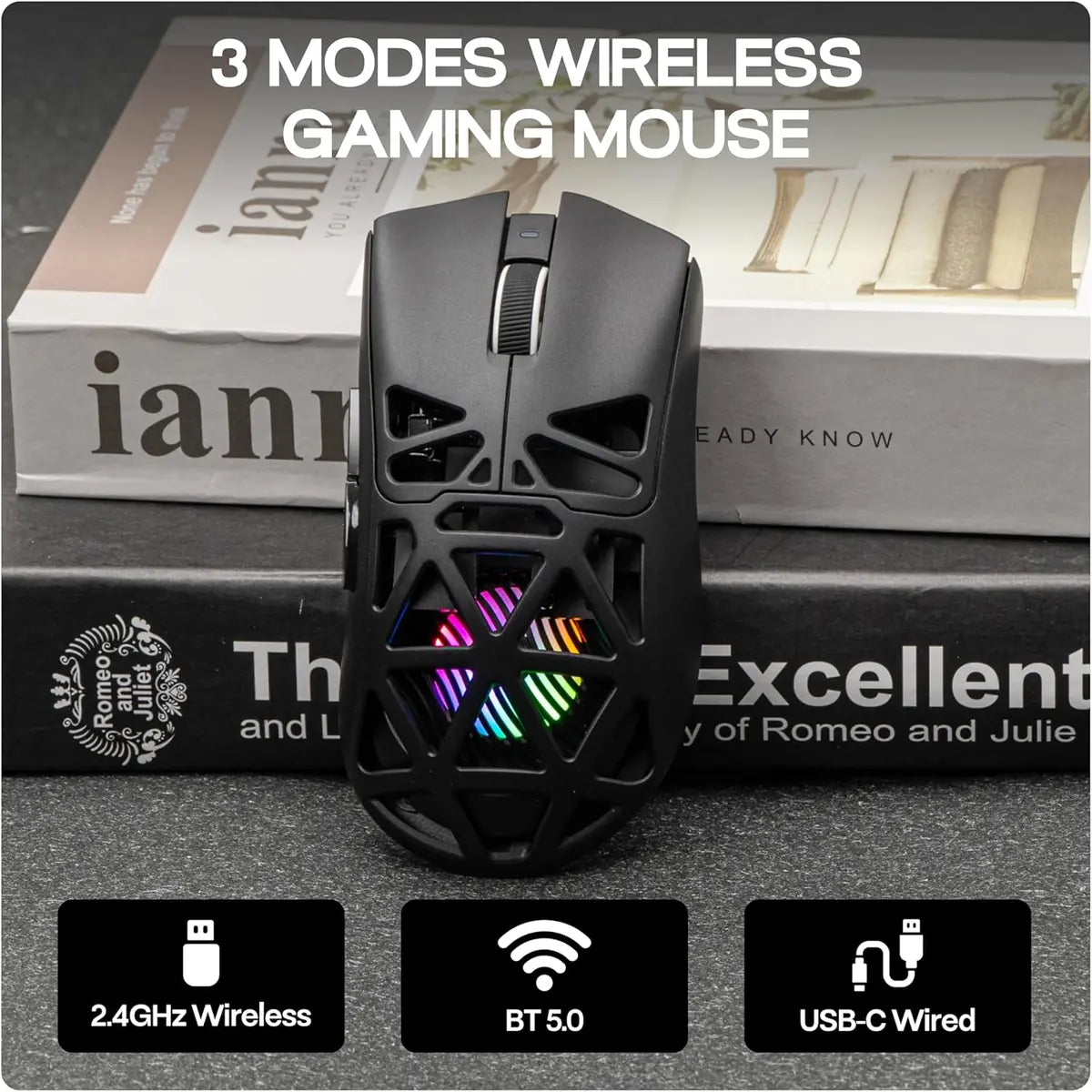 Aula Mouse SC620 Tri-mode Gaming Mouse 12000 DPI 1000 Hz Polling Rate Black