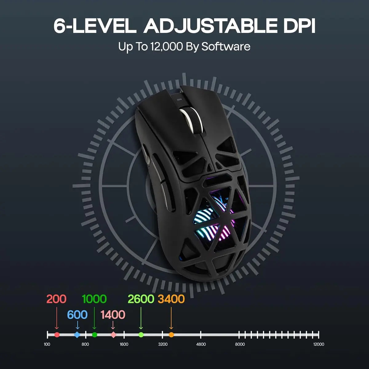 Aula Mouse SC620 Tri-mode Gaming Mouse 12000 DPI 1000 Hz Polling Rate Black