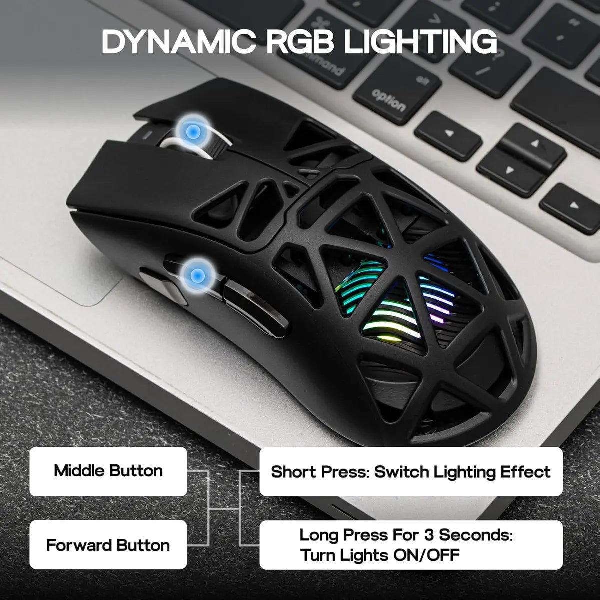 Aula Mouse SC620 Tri-mode Gaming Mouse 12000 DPI 1000 Hz Polling Rate Black