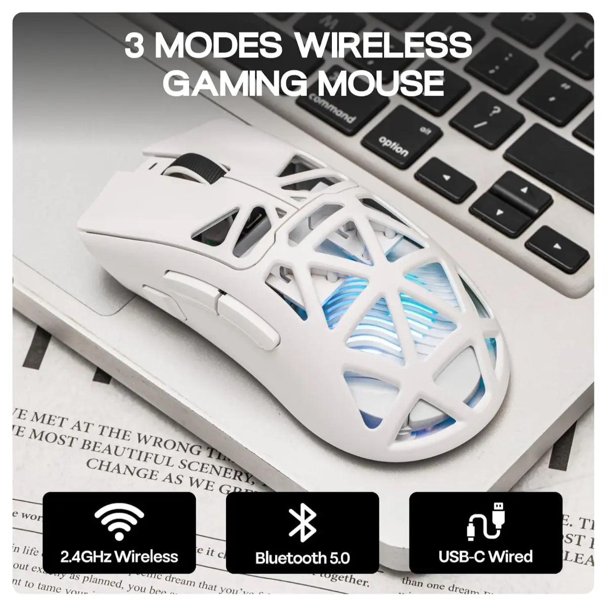 Aula Mouse SC620 Tri-mode Gaming Mouse 12000 DPI 1000 Hz Polling Rate White