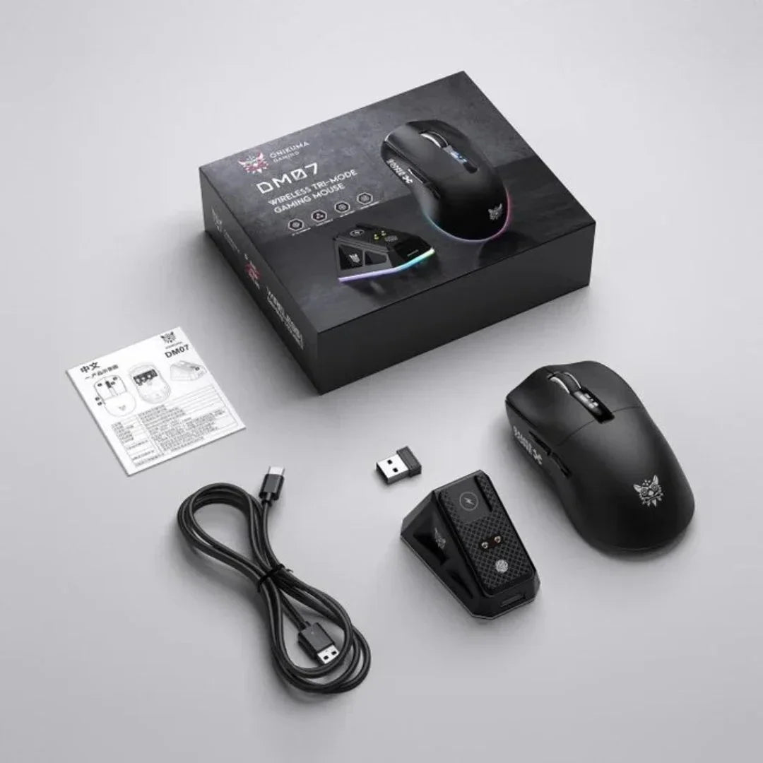 Onikuma Mouse DM07 PAW 3311 24000 DPI 1K Polling Rate RGB With Charging Dock
