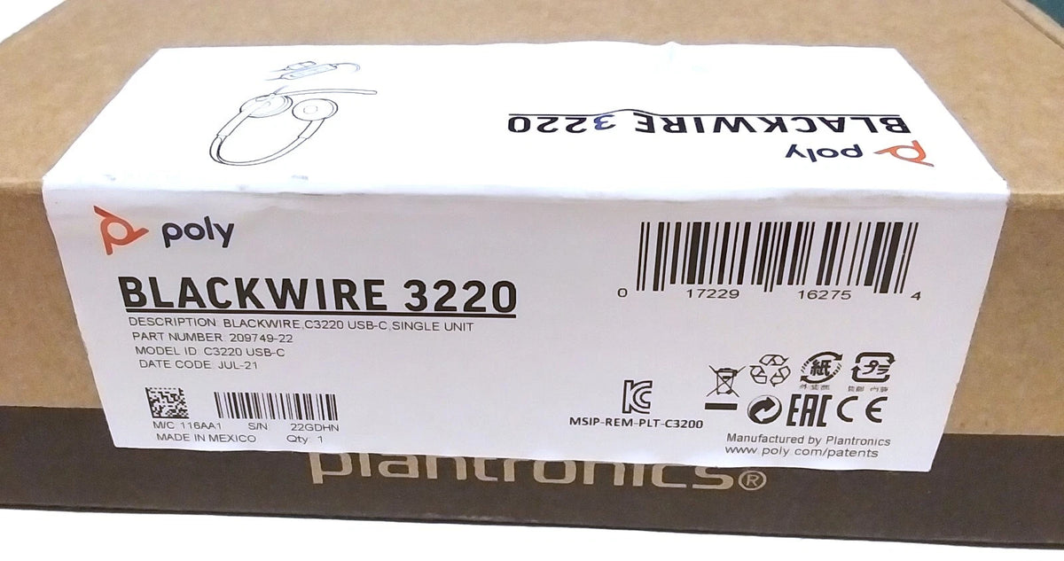 Plantronics Headset C3220 Blackwire USB A With Box