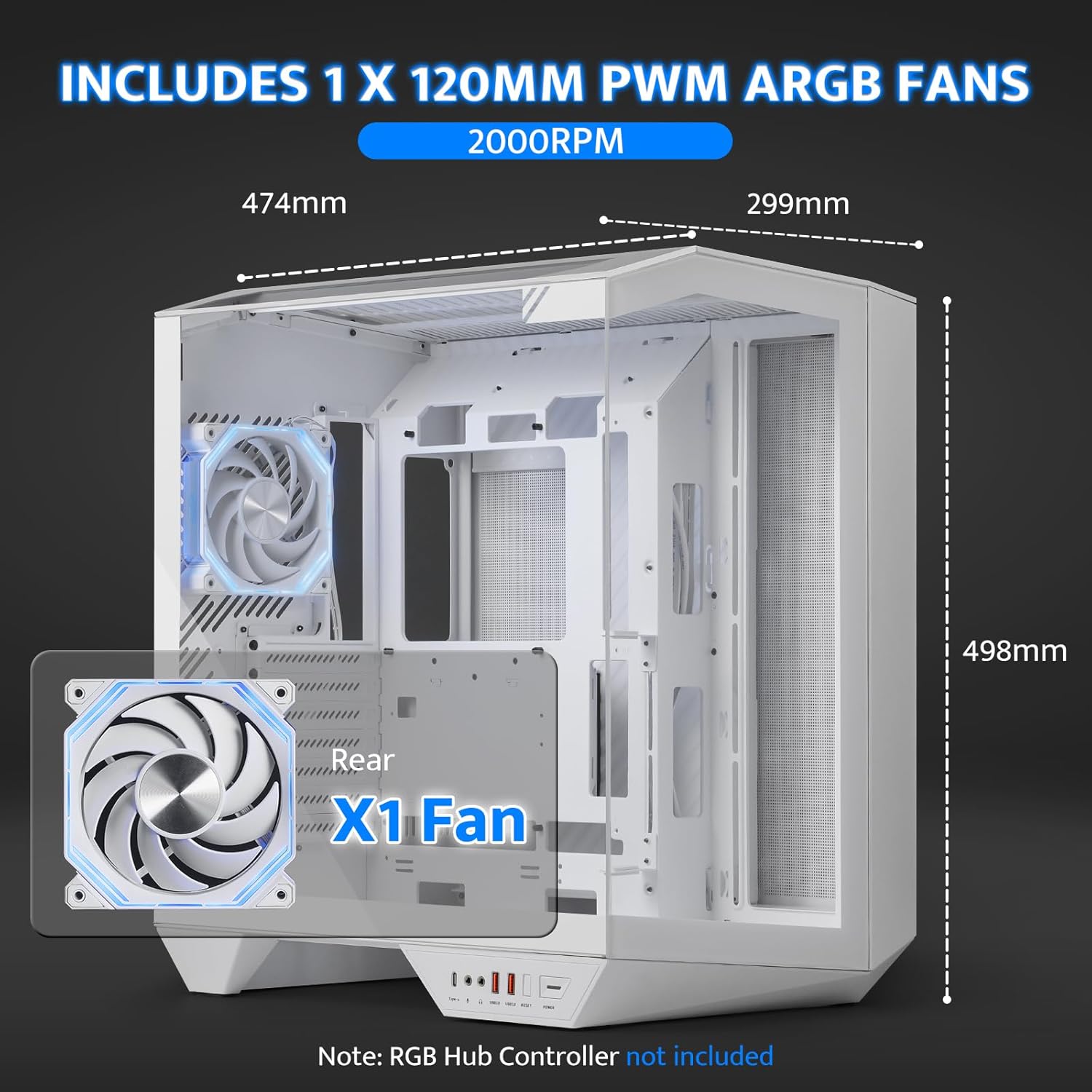 Darkflash Casing DY470 ATX 4 ARGB Pre installed Fan