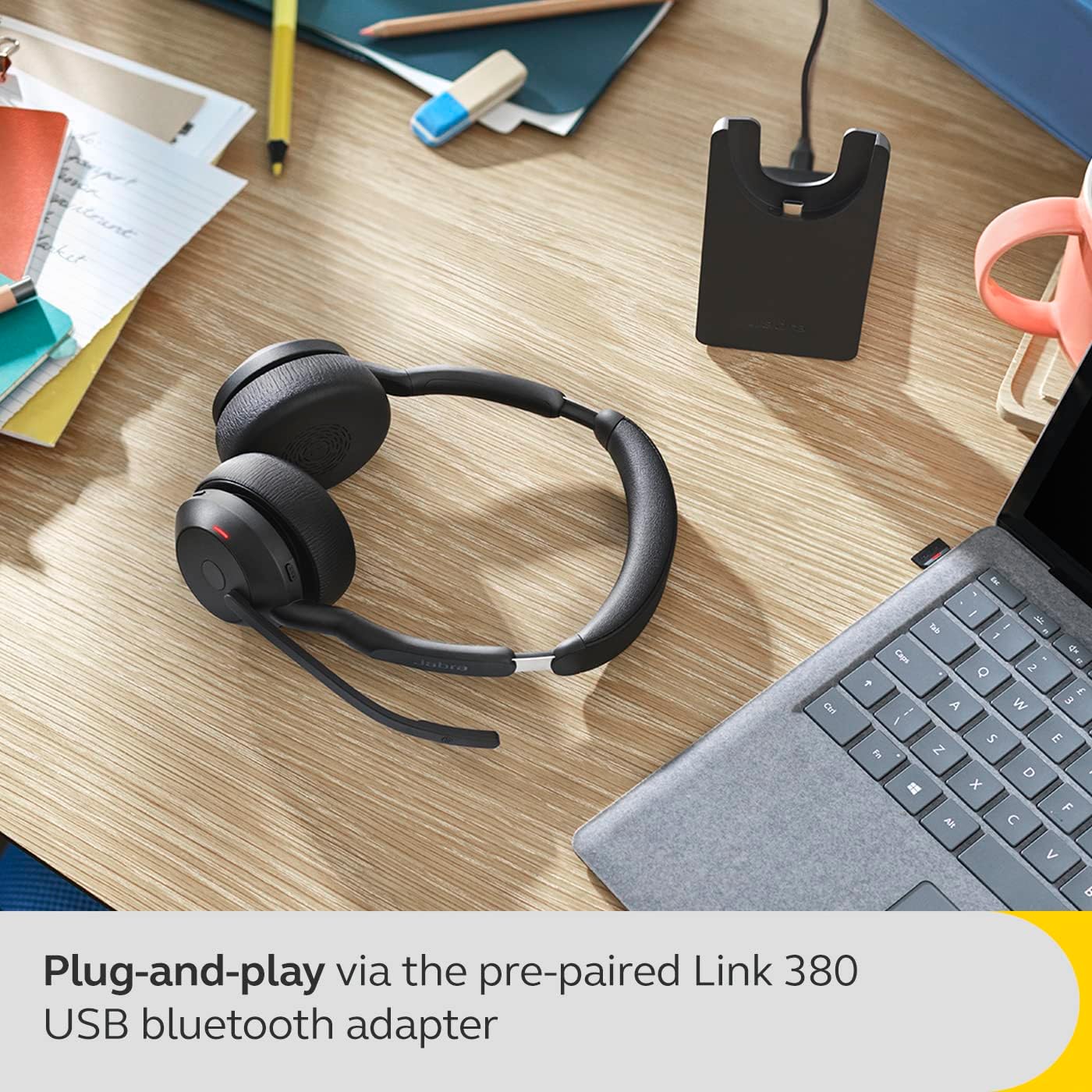 Jabra Headset Evolve2 55 Wireless Stero With Charging Dock
