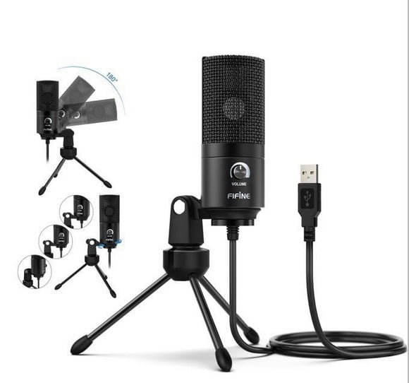Fifine Microphone K669B Cardioid USB Condenser with Tripod