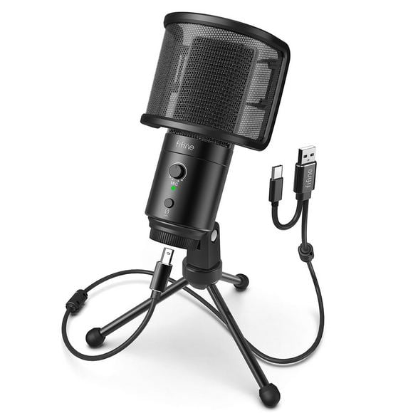 Fifine Microphone K683A USB Desktop PC with Pop Filter for Computer and Mac