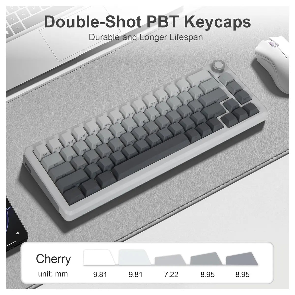 E-Yoosa Keyboard Z-68 Tri-mode Silverwood Switch Gradient Gray