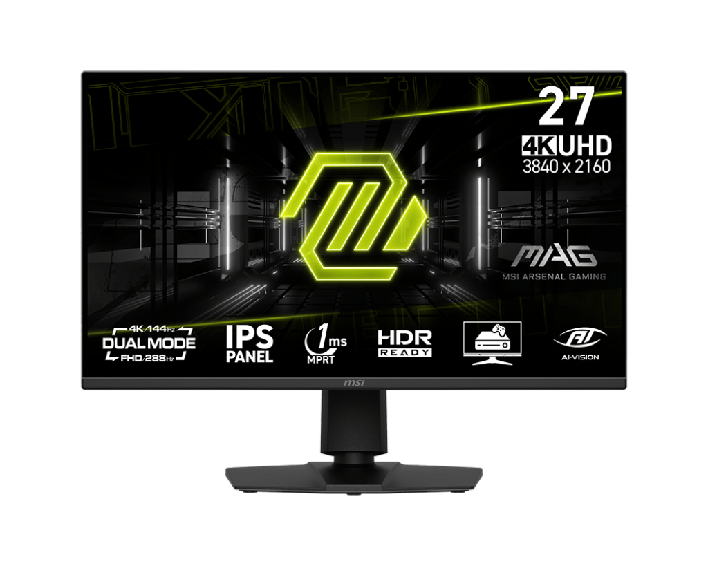 MSI LED Monitor MAG 275UPD E14, 27″ Dual Mode, 4K 144Hz, FHD 288Hz 1ms, IPS