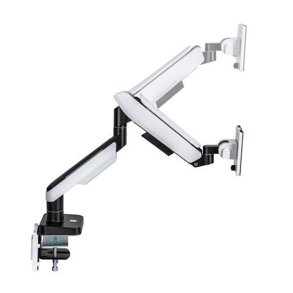 MXG LED Stand HMA-12R Heavy Duty RGB Gaming Monitor Arm Matte White