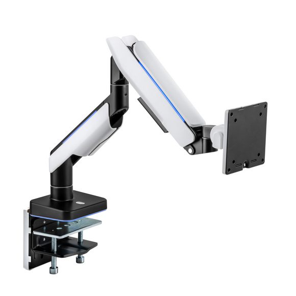 MXG LED Stand HMA-12R Heavy Duty RGB Gaming Monitor Arm Matte White