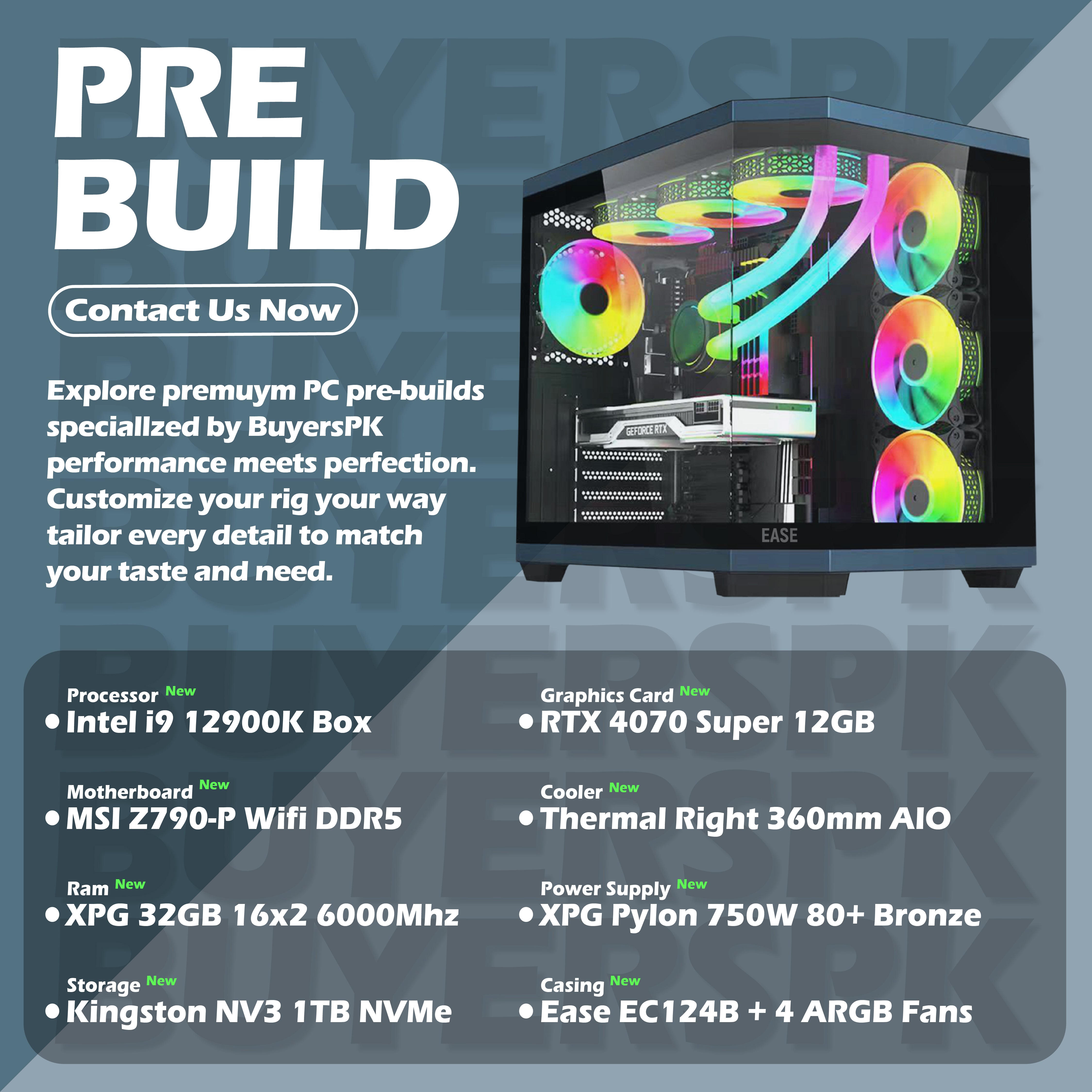 Intel Pre Build Core i9 12900K With RTX 4070 Super 12GB