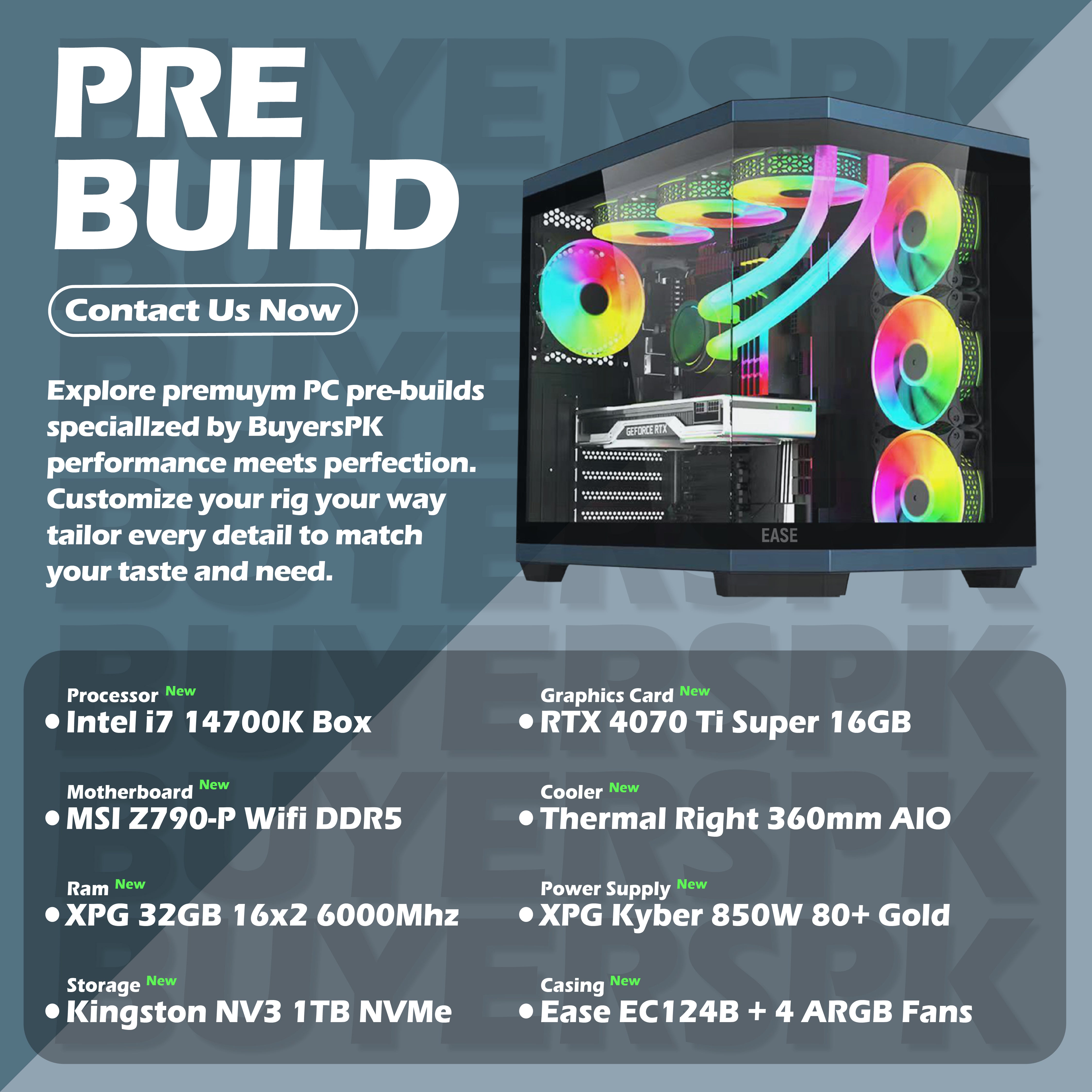 Intel Pre Build Core i7 14700K With RTX 4070 Ti Super 16GB
