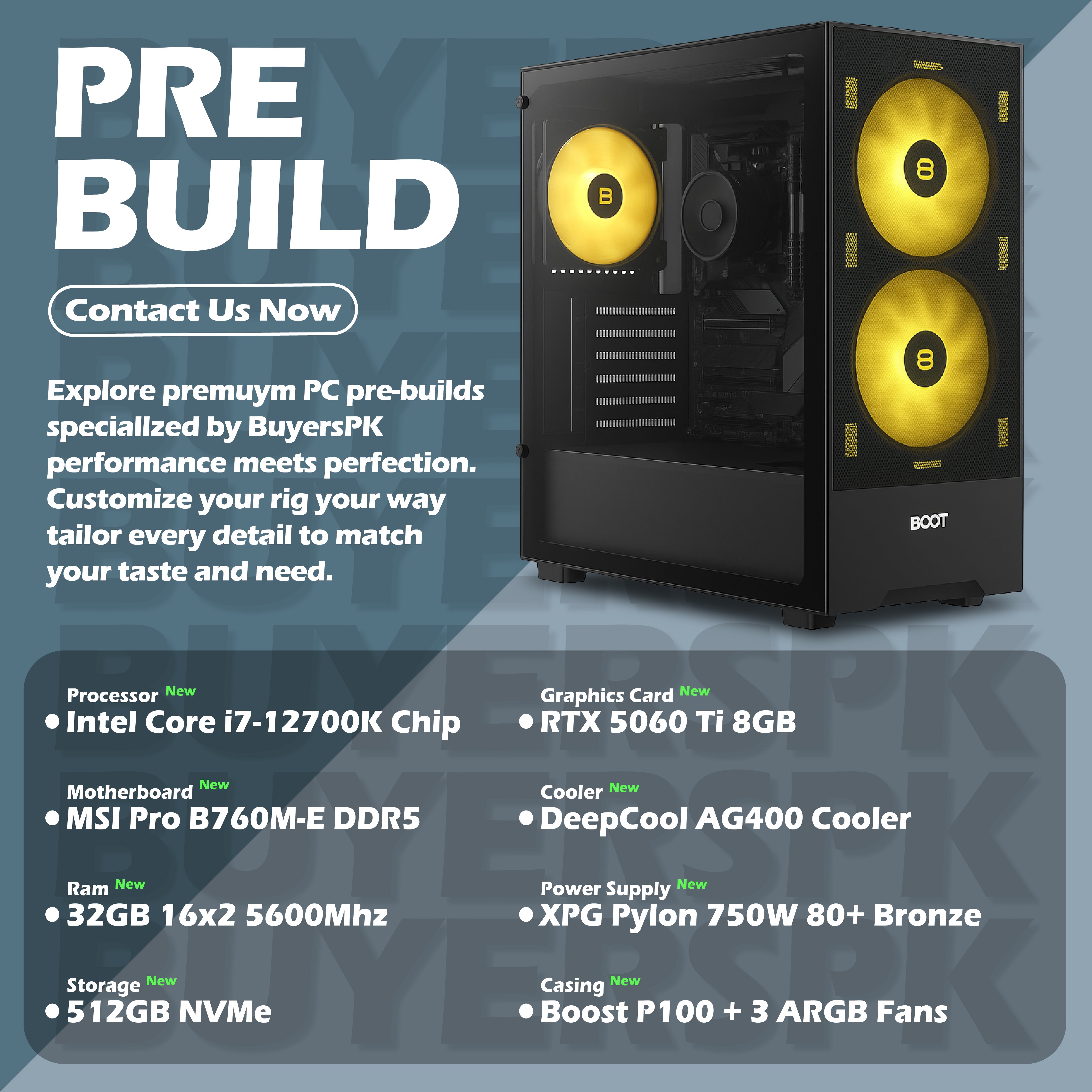 Intel Pre build Core i7 12700K With RTX 5060 Ti 8GB